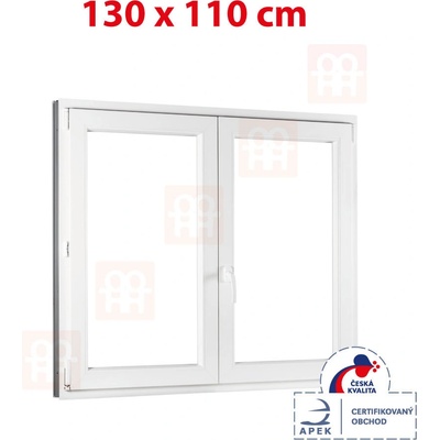 Okna Hned Plastové okno trojsklo 1300 x 1100 mm bílé dvoukřídlé bez sloupku (štulp) pravé