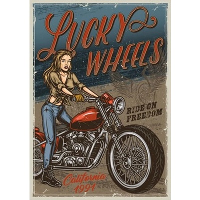 Ceduľa Motorcycles - Lucky Wheels