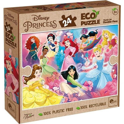 Lisciani Oboustranné ECO MAXI Disney Princezny s omalovánkou 24 dílků