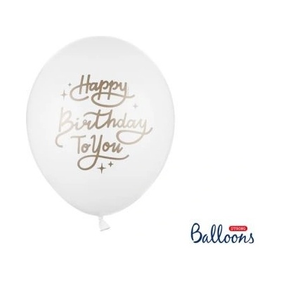 Balón STRONG Happy Birthday: Biele