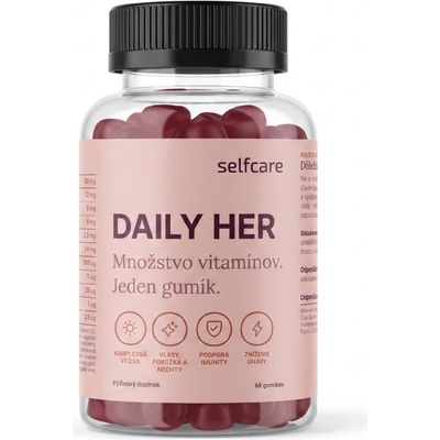 Selfcare DAILY HER multivitamín pre ženy, 11 vitamínov a minerálov, gumíky s príchuťou maliny, 60 ks