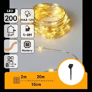 Aigostar - соларна LED гирлянда, 200 LED, 8 режима, 22 m, IP65, топло бяло, 800 mAh (AI2887)