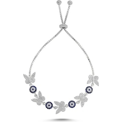 Olivie stříbrný posuvný náramek motýlí rej 3828