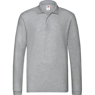 Fruit of the Loom PREMIUM POLO LSL / Мъжка поло тениска с дълъг ръкав - ледено сива XL (163310a9904)