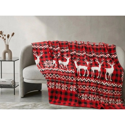 Textilomanie Vianočná mikroplyšová deka NORDIC DEERS červená 200x220