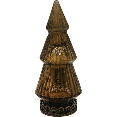 Hnědý skleněný dekorační svítící stromek LED Tree - Ø 7*16 cm - Clayre & Eef