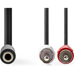 Nedis CAGB22255BK02 стерео аудио кабел, 2x RCA щепсел - 3, 5 мм жак, 0, 20 м (CAGB22255BK02)