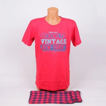 Image 1 of Мъжка лятна пижама в червен цвят с надпис