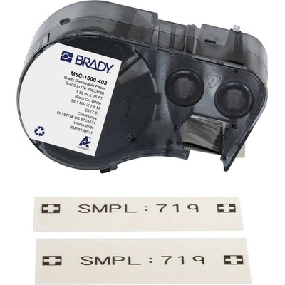 Brady M5C-1500-403 / 170858, 38.10 mm x 7.62 m, Paper, čierna tlač / biely podklad