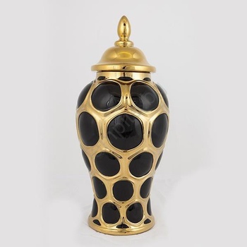 Eurolamp Керамичен буркан 40x17, 7 см златист/черен (EU0492)