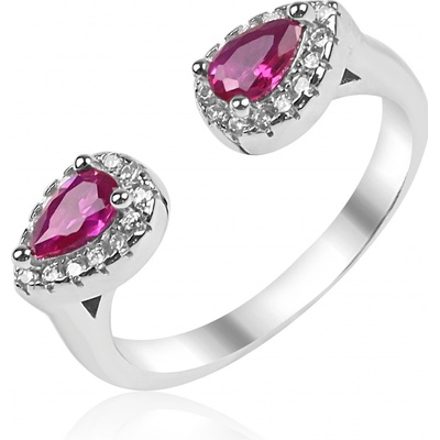 Meucci stříbrný prsten s růžovými zirkony SR183