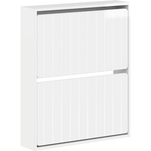 vidaXL Стенно шкафче за обувки ZWOLLE 71 x 17 x 86 см Бял гланц (896419)