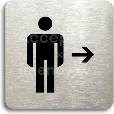ACCEPT Piktogram WC muži vpravo - stříbrná tabulka - černý tisk bez rámečku