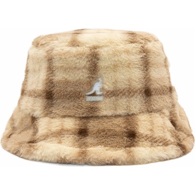 Kangol Faux Fur Bucket Beige Multi Plaid