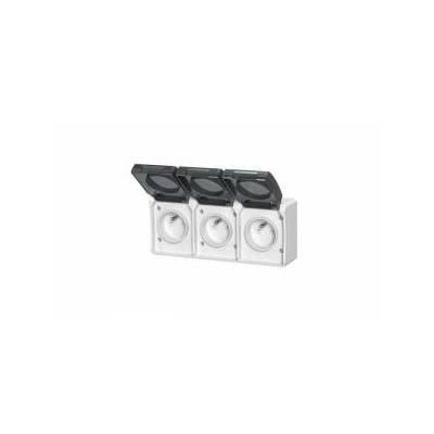 Triple socket with grounding surface-mounted with smoke flap Aqua Plus IP44 white / 40228