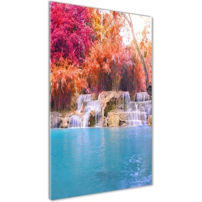 Vertikálny foto obraz sklo tvrdené Vodopád v lese 50x100 cm