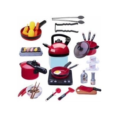 LEAN Toys Kitchen Set Pots Food Battery Operated Hob Accessories 36 pcs