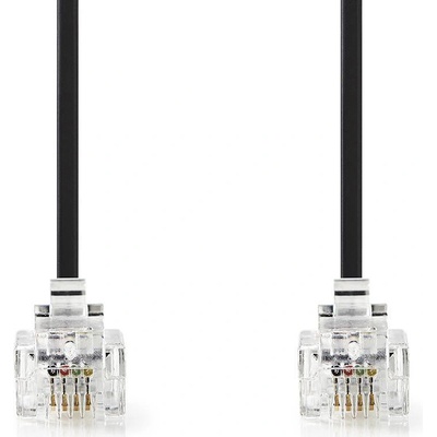Nedis TCGP90200BK20 telefonní propojovací, zástrčka RJ10 - zástrčka RJ10, 2m, černý