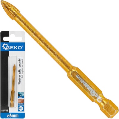 Vrták do skla a keramiky 6 mm, 4-britý, stopka 1/4", GEKO