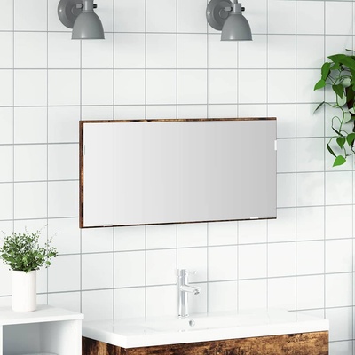 vidaXL Огледало Кафяво 80 x 37 см Стъкло и инжектирано дърво (863303)
