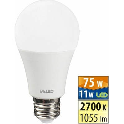 McLED LED žárovka 11W 1055lm 2700K 180° E27