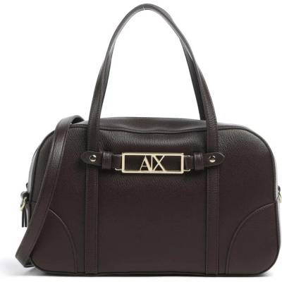 Armani Exchange bowlingová kabelka tmavě hnědá