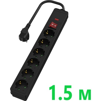 UltraLux Разклонител с 6 Шуко гнезда, с ключ, защита от (rkz615b)