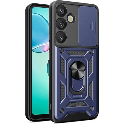 HQWear Hybrid Armor Camshield с капак на камерата и метален пръстен за Samsung Galaxy S25+ - син (5907769368066)