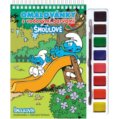 Omalovánky s vodovými barvami a štětcem Šmoulové