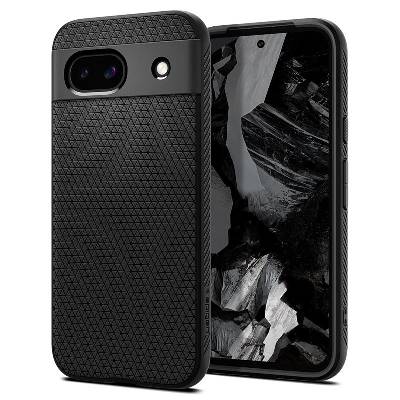 Силиконов (TPU) калъф с висока степен на защита за Google Pixel 8a - Spigen Liquid Air Case (черен) (ACS07257)