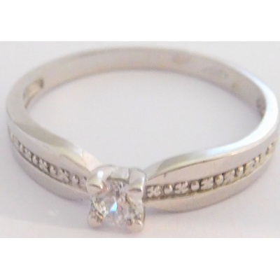 Klenoty Budín Zlatý zásnubní prsten z bílého zlata se zirkony HK1054