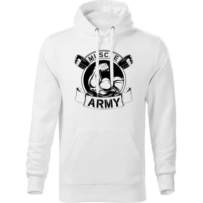DRAGOWA мъжки суитшърт с качулка Muscle Army Original, бял, 320г/м2 (5782)