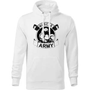 DRAGOWA мъжки суитшърт с качулка Muscle Army Original, бял, 320г/м2 (5782)