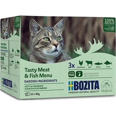 Bozita mix chutí masa a rybích kousků v želé 12x85 g