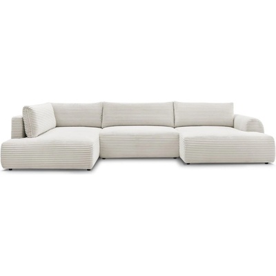 Bobochic Кремав сгъваем/с място за съхранение ъглов диван от рипсено кадифе (ляв ъгъл/U форма) Lucien - Bobochic Paris (104982)