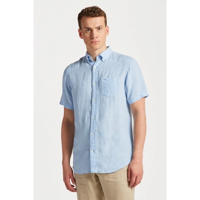 Gant košeľa reg linen SS shirt modrá