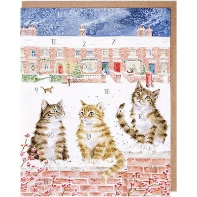 "Přání s adventním kalend. ""Santa Paws is Coming to Town"" – kočky"
