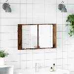 vidaXL Шкаф с огледало за баня Старо дърво 80 x 12 x 45 см (886226)
