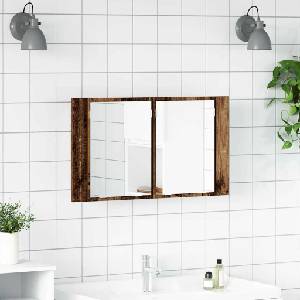 vidaXL Шкаф с огледало за баня Старо дърво 80 x 12 x 45 см (886226)