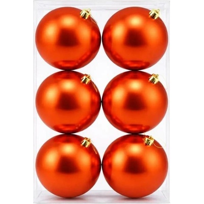 DECOLED Sada vianočných ozdôb medený lesk 10 cm plastová guľa, balenie 6 ks