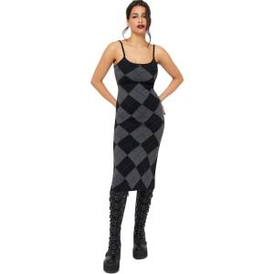 KILLSTAR Дамска рокля KILLSTAR - Twilight Argyle - Black/Grey - KSRA013931