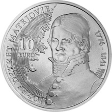 MINCOVNA KREMNICA, statny podnik Stříbrná slov. mince 10 EUR 2024 - Jozef Dekrét - Matejovie - 250 let od narození stand 18 g