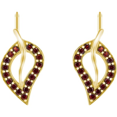 Český granát pozlacené stříbrné náušnice 131432Z klapka