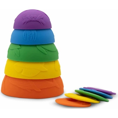 Jellystone Designs Silikonové stohovací kelímky - duhová