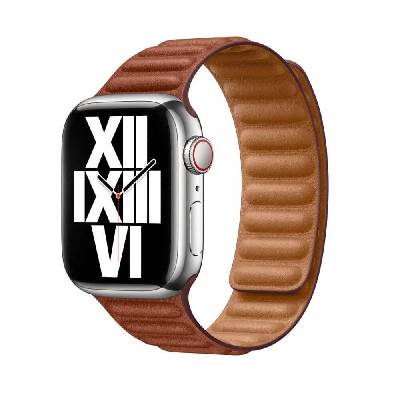 Leather Link Band M/L - оригинална кожена каишка от естествена кожа за Apple Watch 38мм, 40мм, 41мм, 42мм (кафяв)