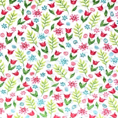 Minky s 3D puntíky bílé, luční květy, š.140