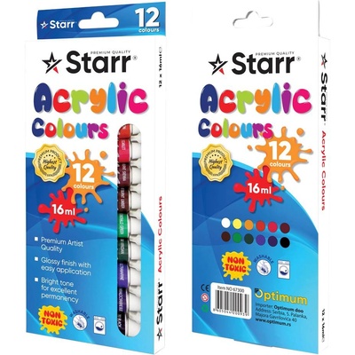 Starr Акрилни бои 12 цвята Starr