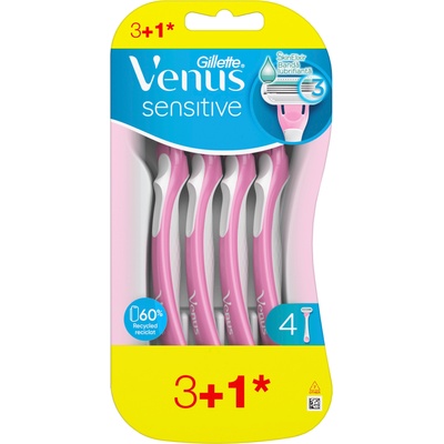 Gillette Venus 3 Дамска самобръсначка Sensitive, 3 + 1 броя