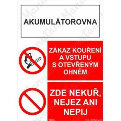 Akumulátorovna zákaz kouření, plast 148 x 210 x 0,5 mm A5