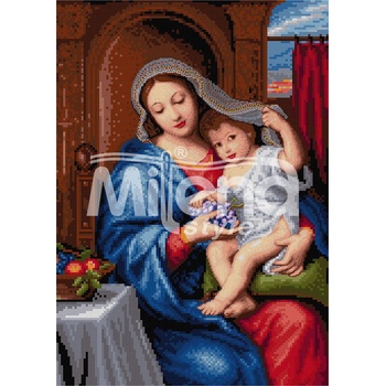 Milena Style Мадона с грозде - гоблен със схема конци dmc 1: 4 с детайл 1: 1